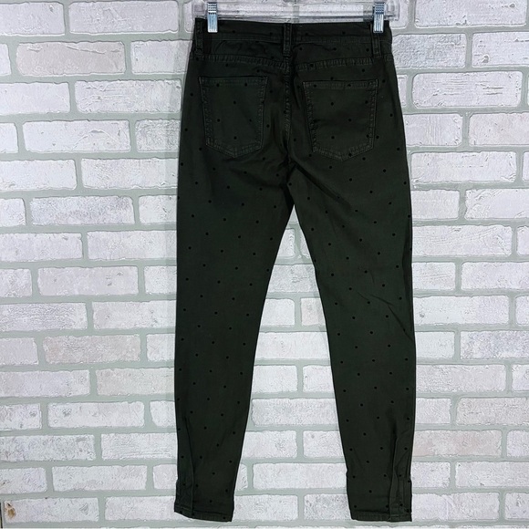 Current/Elliott The Easy Stiletto Rolled Hem Rural Green Polka Dot Jeans Size 23 - Picture 7 of 11